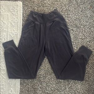 Athleta Black Track Pants with Tapered Leg and Elastic Cuffs